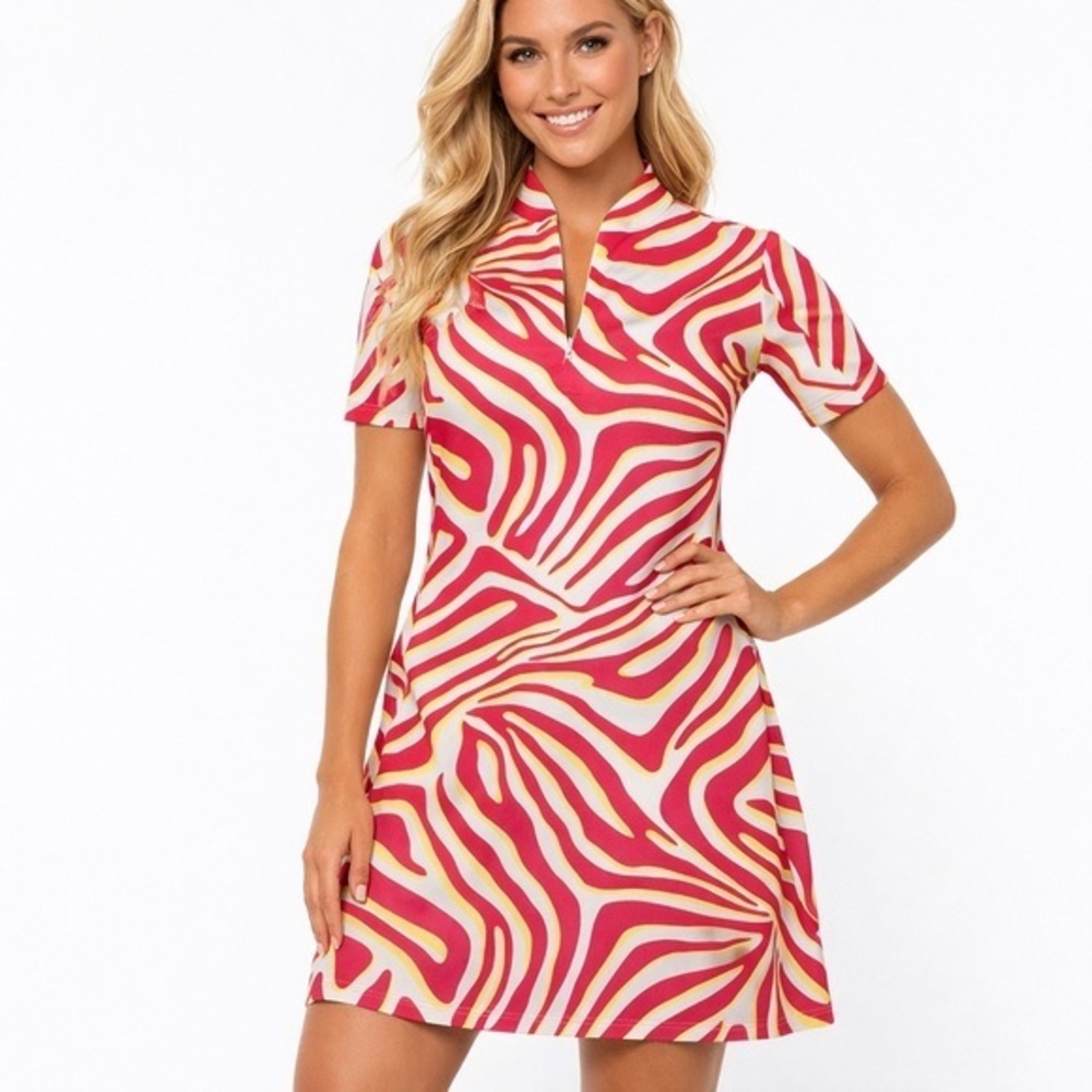 Tail XS Dress athletic mid length3/4 sleeve Pink tennis Country Club Preppy